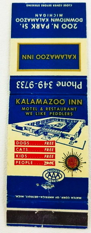 Kalamazoo Inn (Valley Inn Motel) - Matchbook